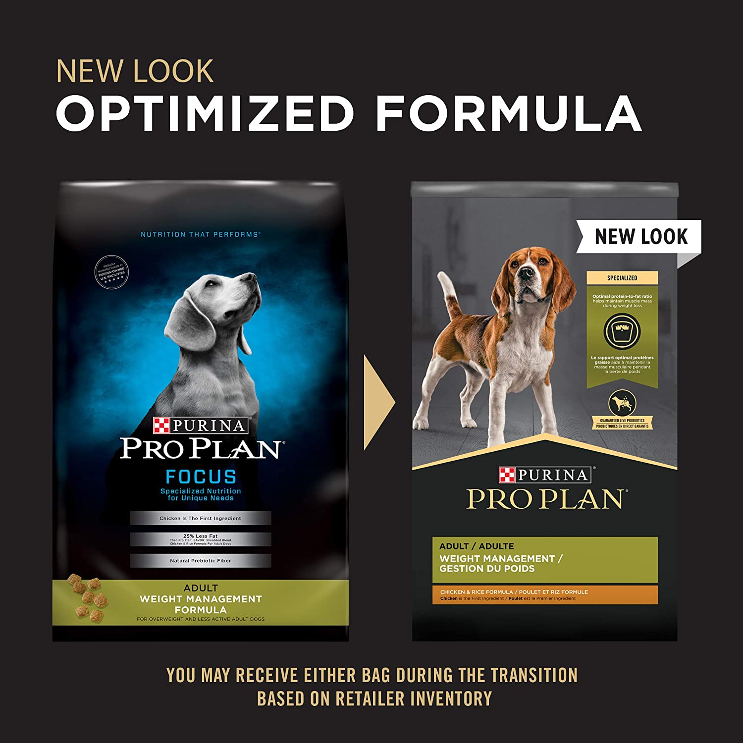 Purina Pro Plan Weight Management Shredded Blend Chicken and Rice Formula Dry Dog Food, 34 lbs.