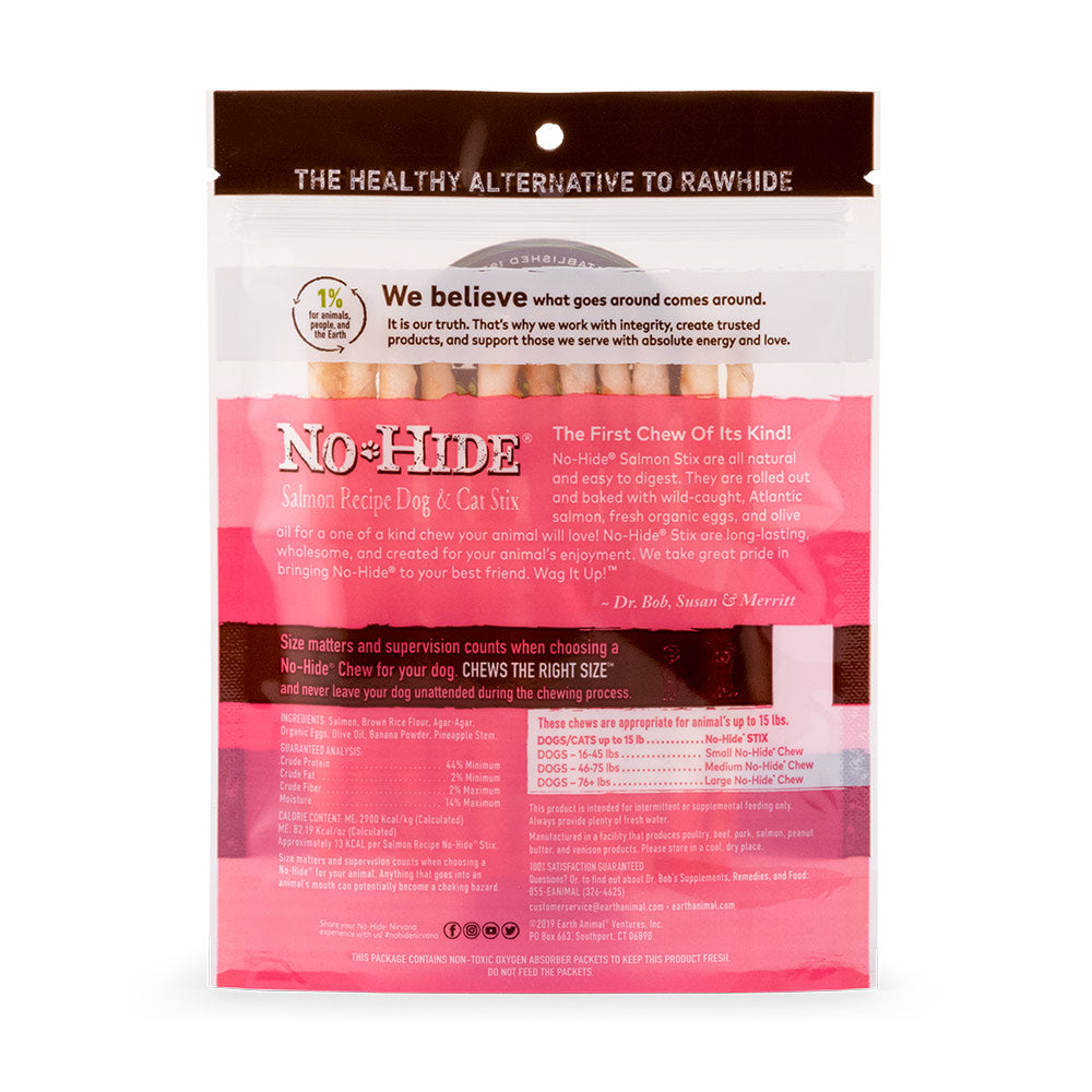 Earth Animal No Hide Salmon Stix Dog Treats, 10 Pack