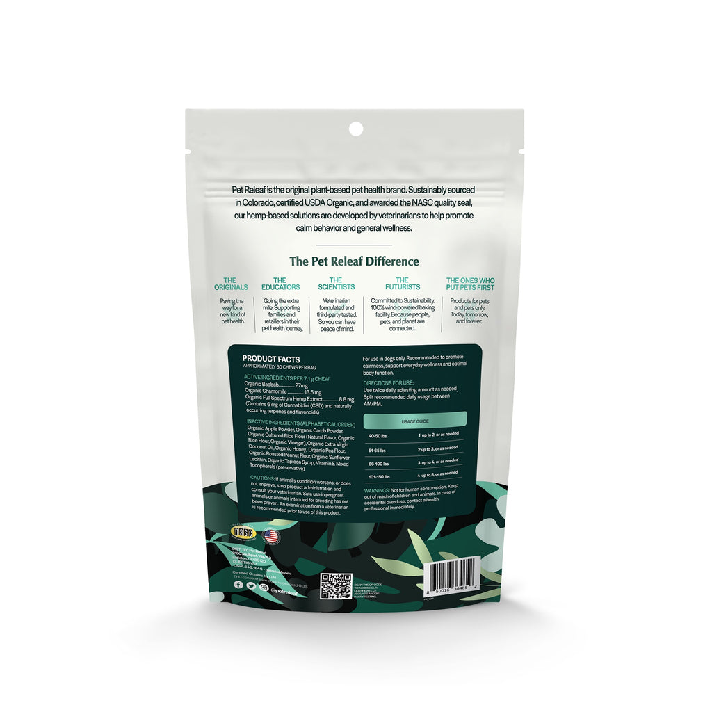 Pet Releaf Stress Releaf Peanut Butter Carob CBD Edibites for Large Dogs