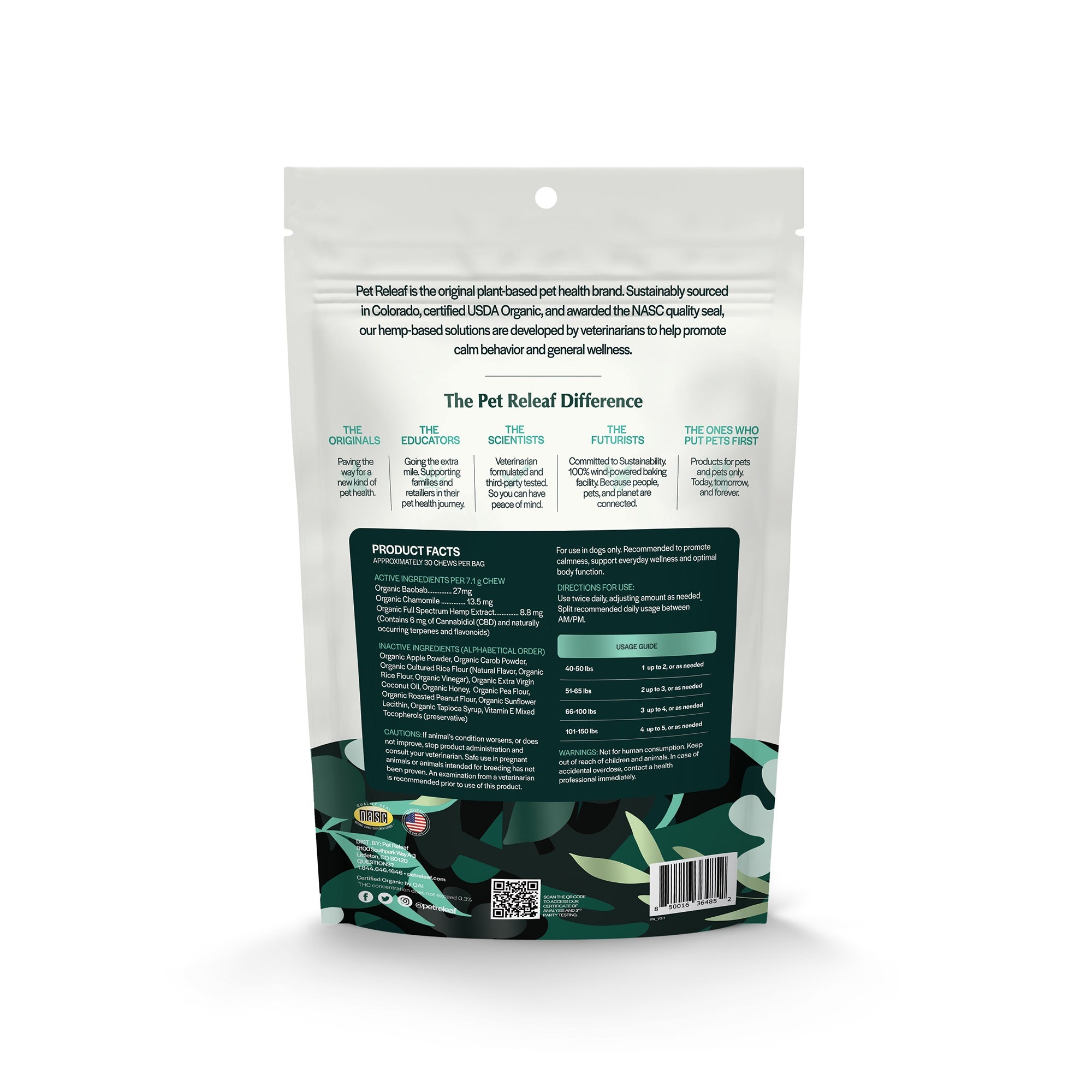 Pet Releaf Stress Releaf Peanut Butter Carob CBD Edibites for Large Dogs