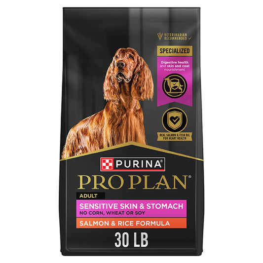 Purina Pro Plan Adult Sensitive Skin & Stomach Salmon & Rice Formula Dry Dog Food, 40-lb bag