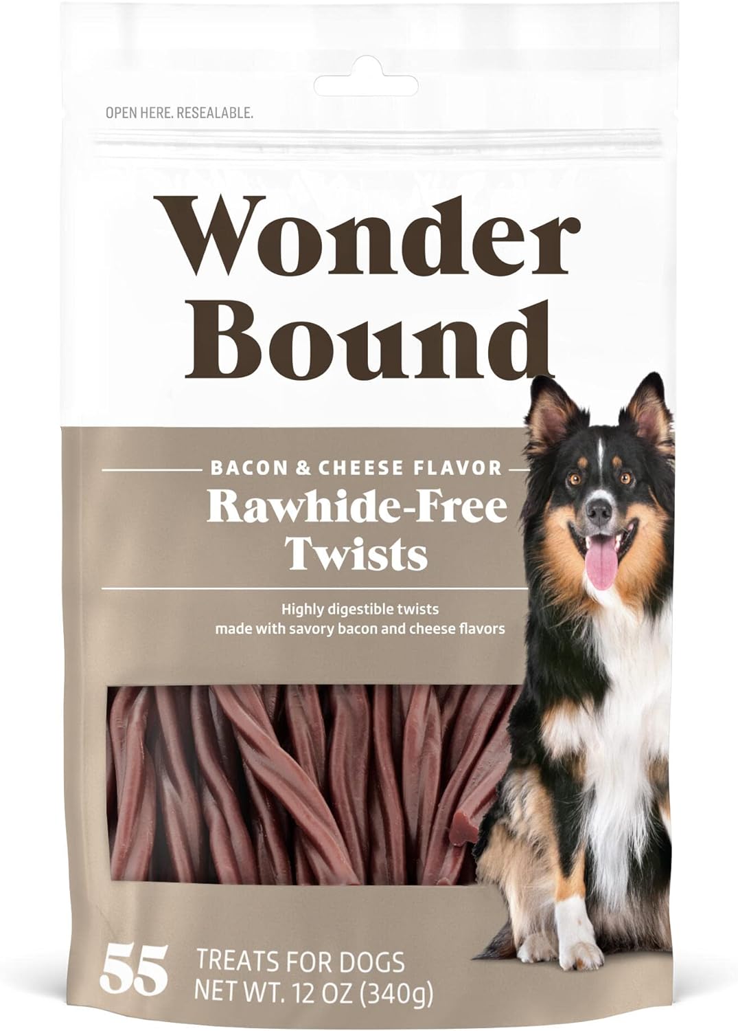 Wonder Bound Bacon &amp; Cheese Flavor Dog Twist Sticks - 55 Count