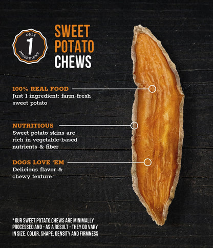 Wholesome Pride Sweet Potato Chews 100% All-Natural Single Ingredient Dog Treats, 8 oz