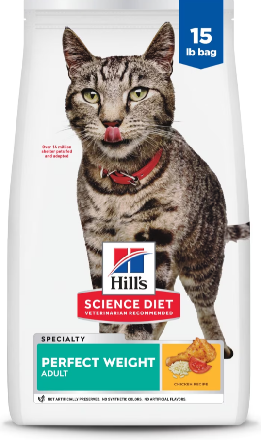 Hill's Science Diet Adult Perfect Weight Management Chicken Recipe Dry Cat Food, 15-lb bag