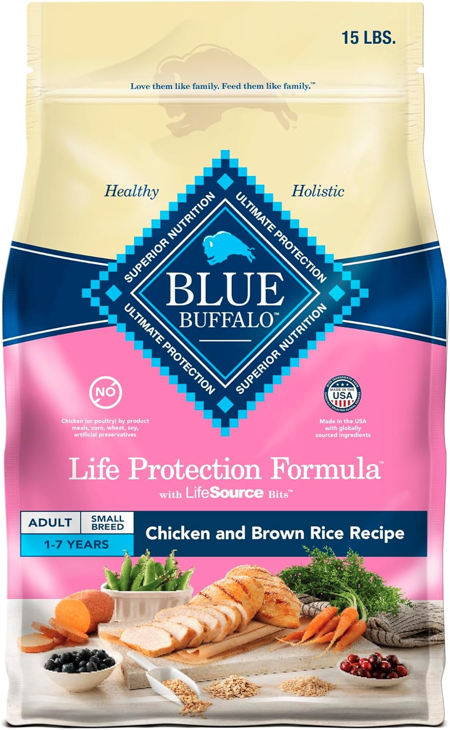 Blue Buffalo Life Protection Formula Adult Small Breed Dry Dog Food, Supports High Energy Needs, Made with Natural Ingredients, Chicken & Brown Rice Recipe