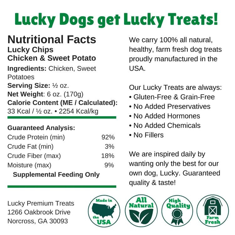 LUCKY CHIPS CHICKEN & SWEET POTATO One (1) Pound BULK