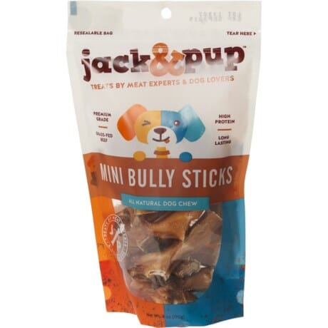 Jack & Pup Mini Bully Sticks Dog Natural Chews - 6 oz Bag